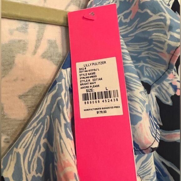 NWT Lilly Pulitzer casual dress, size L, blue floral print - Picture 3 of 4